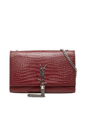 Saint Laurent YSL Monogram Classic Kate Tassel Croco Shoulder Bag